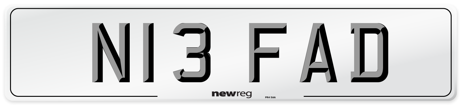 N13 FAD Number Plate from New Reg